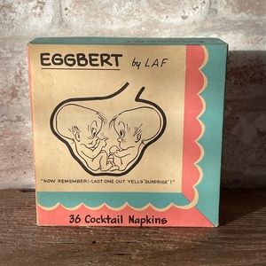 Vintage 1959 EGGBERT 36 Baby/Maternity Novelty Cocktail Napkins in Orig Box.